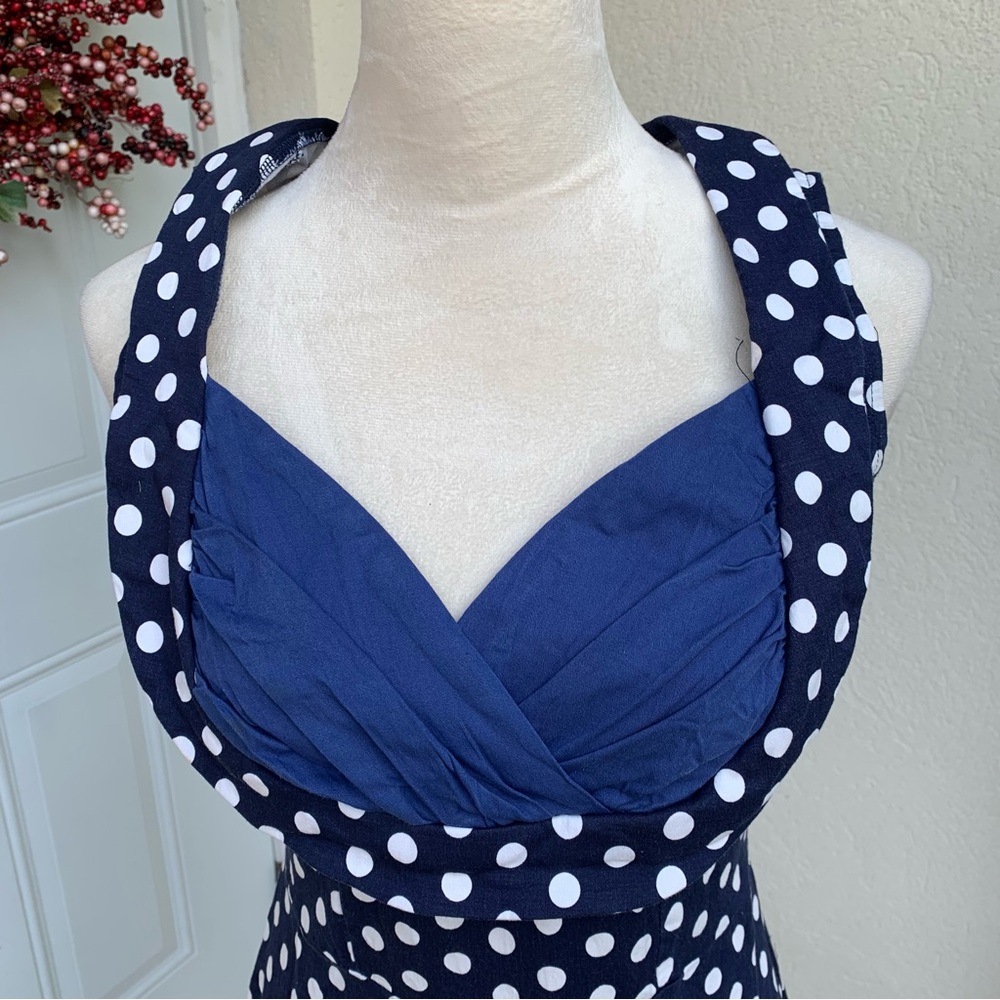 MIXINNI.Blue polka dot 50s 60s Vintage Retro Swing Rockabilly. M. - Picture 4 of 9